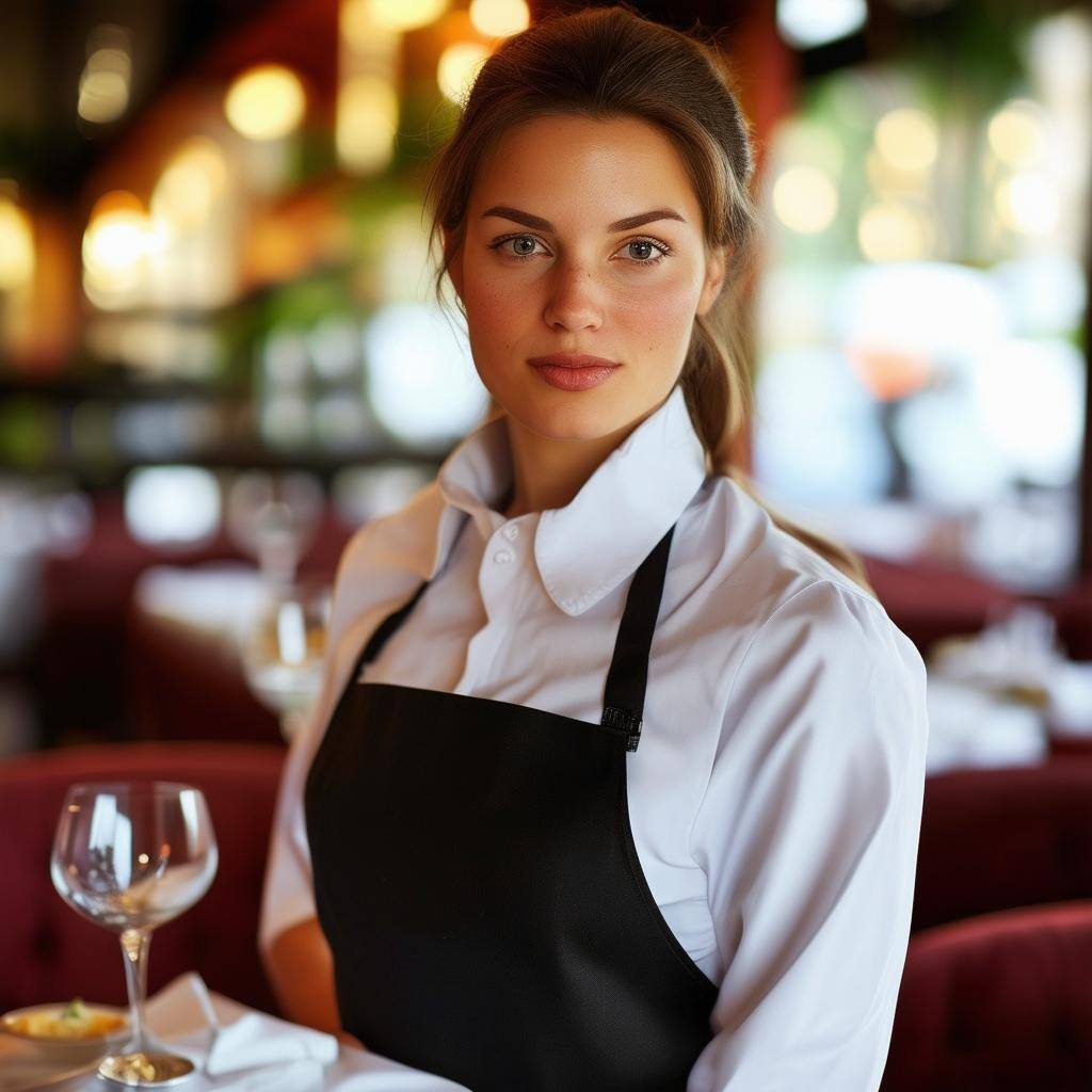 female waiter in a restauerant